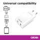 Incarcator priza 220V, GRIXX Optimum - 2 x USB - alb