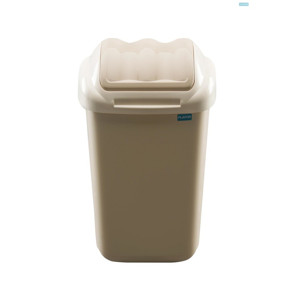 Cos plastic cu capac batant, pentru reciclare selectiva, capacitate 30l, PLAFOR Fala - cappuccino