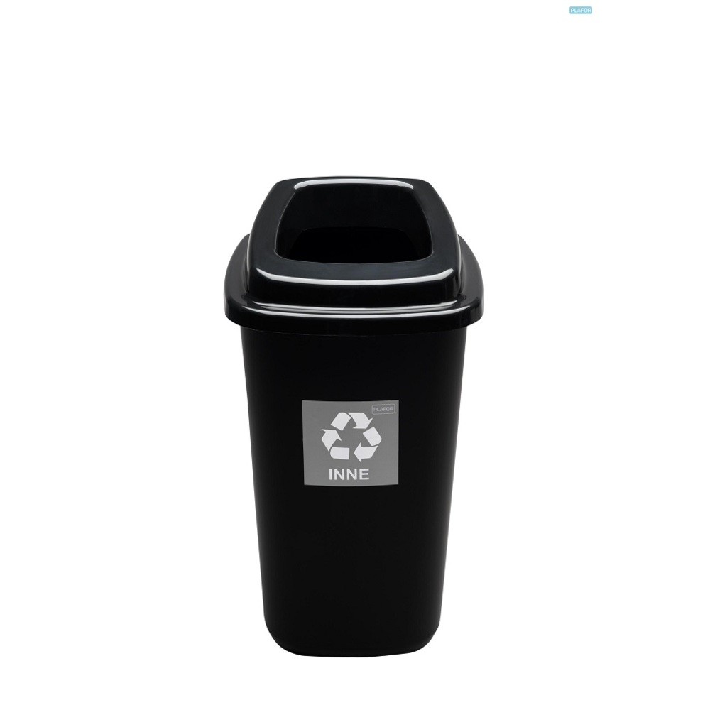 Cos plastic reciclare selectiva, capacitate 28l, PLAFOR Sort - negru cu capac negru - altele