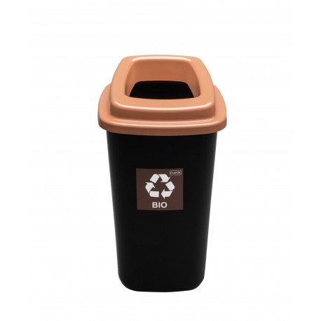 Cos plastic reciclare selectiva, capacitate 45l, PLAFOR Sort - negru cu capac maro - bio
