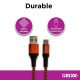 Cablu date GRIXX - USB-C to USB, impletit, lungime 3m - rosu/negru