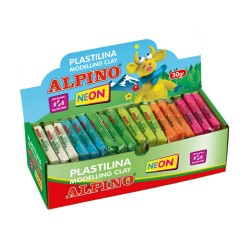 Display plastilina fluorescenta, 36 x 30gr./display, ALPINO - 6 culori asortate