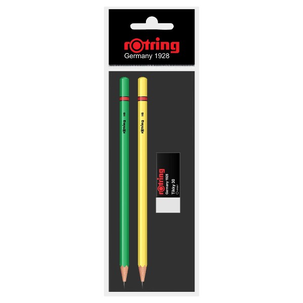 Set Rotring 2 creioane lemn HB standard + radiera