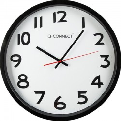 Ceas de perete, D-37.5 cm, cifre arabe, cadran alb, rama plastic neagra, Q-Connect Wels