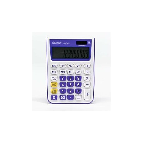 Calculator de birou, 12 digits, 145 x 104 x 26 mm, Rebell SDC 912 - alb/violet