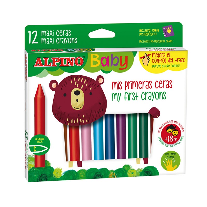 Creioane cerate, 12 culori/set, ALPINO Baby