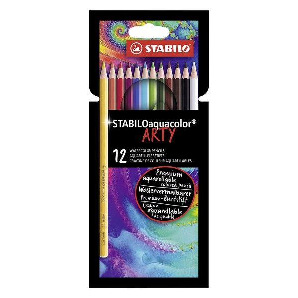 Creioane colorate Stabilo Aquacolor Arty, 12 culori/blister