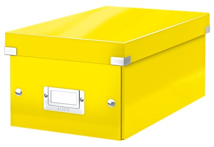 Cutie depozitare Leitz WOW Click & Store, carton laminat, pliabila, cu capac, 20x14x35 cm, galben
