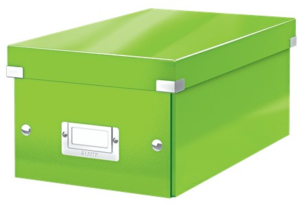 Cutie depozitare Leitz WOW Click & Store, carton laminat, pliabila, cu capac, 20x14x35 cm, verde