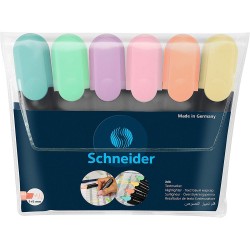 Textmarker SCHNEIDER Job Pastel, varf lat, 6 culori/set -(turcoaz, menta, lavanda, roze, piersica, vanilie)
