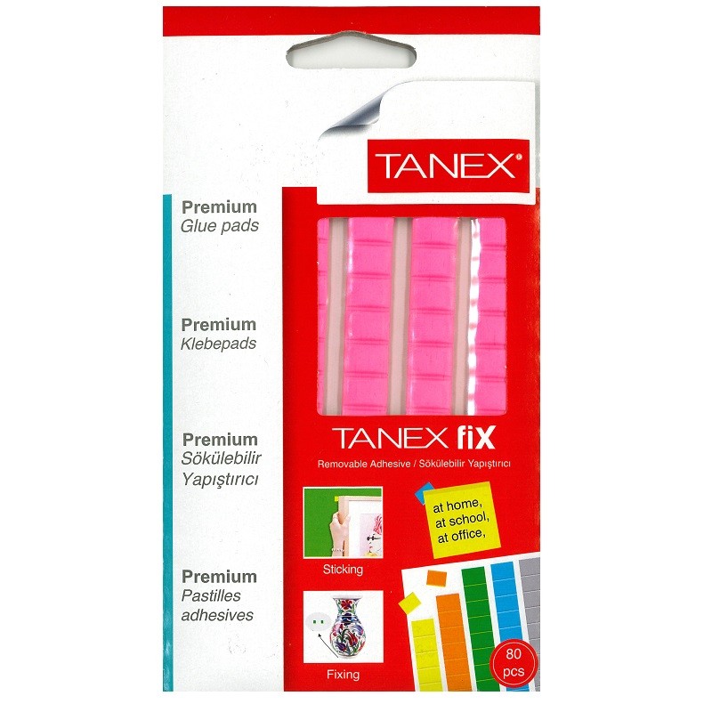 Pastile adezive nepermanente, 50gr, 85buc/set, TANEX Fix - roz fluorescent