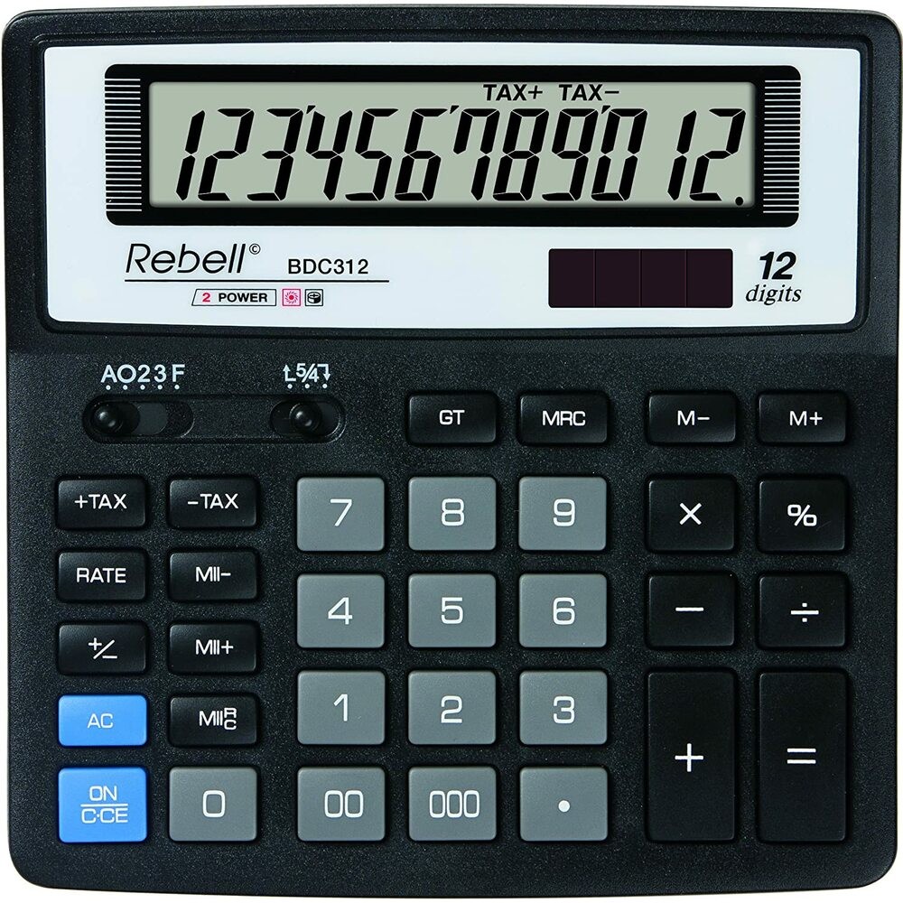 Calculator de birou, 12 digits, 156 x 156 x 30 mm, Rebell BDC 312 BX - negru