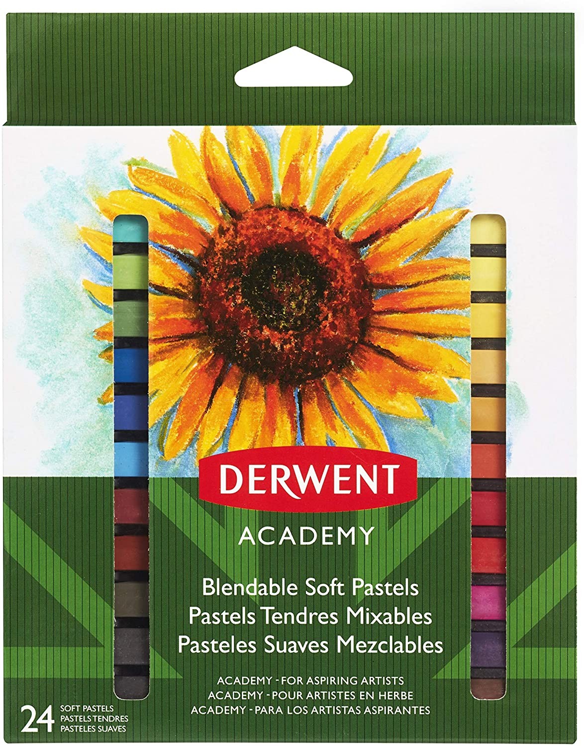 Creioane pastel soft DERWENT Academy, 24 buc/set, diverse culori