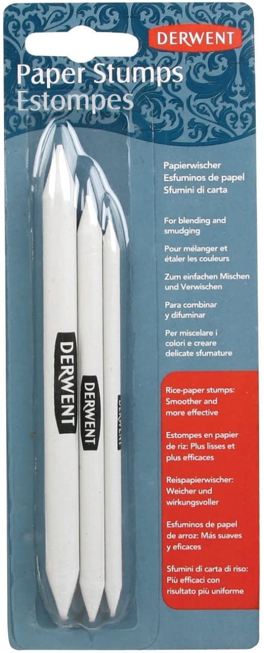 Creion DERWENT Professional, din hartie, pentru amestec si estompare, 3 buc/ set, diverse marimi, alb