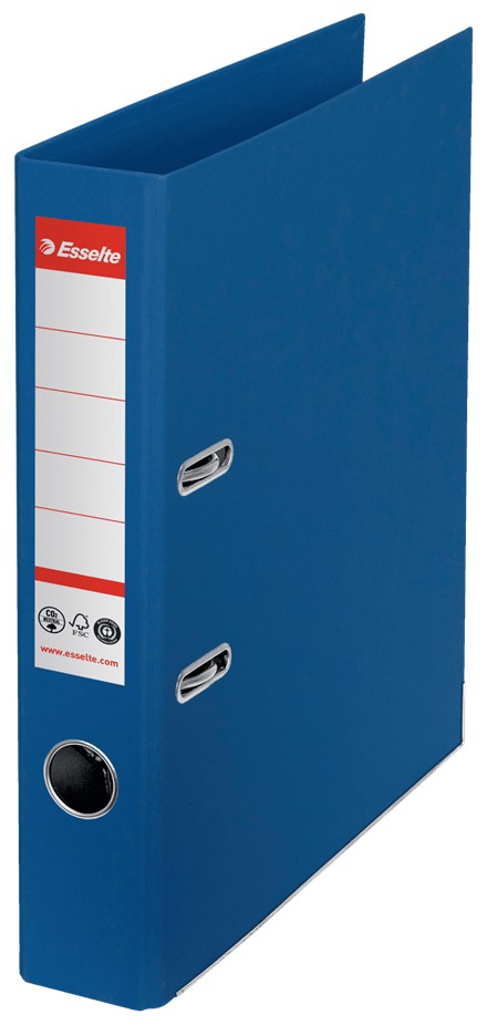 Biblioraft Esselte No.1 Power Recycled, carton cu amprenta CO2 neutra, A4, 50 mm, albastru