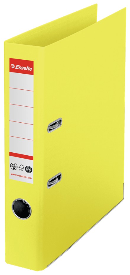 Biblioraft Esselte No.1 Power Recycled, carton cu amprenta CO2 neutra, A4, 50 mm, galben