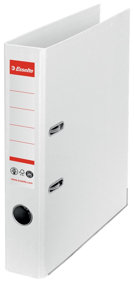 Biblioraft Esselte No.1 Power Recycled, carton cu amprenta CO2 neutra, A4, 50 mm, alb