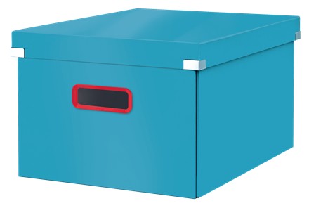 Cutie depozitare LEITZ Cosy Click & Store, carton laminat, pliabila, cu capac si maner, 28x20x37 cm, albastru celest