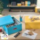 Cutie depozitare LEITZ Cosy Click & Store, carton laminat, pliabila, cu capac si maner, 36x20x48 cm, albastru celest