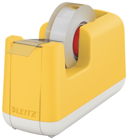 Dispenser pentru banda adeziva LEITZ Cosy, PS, banda inclusa, galben chihlimbar