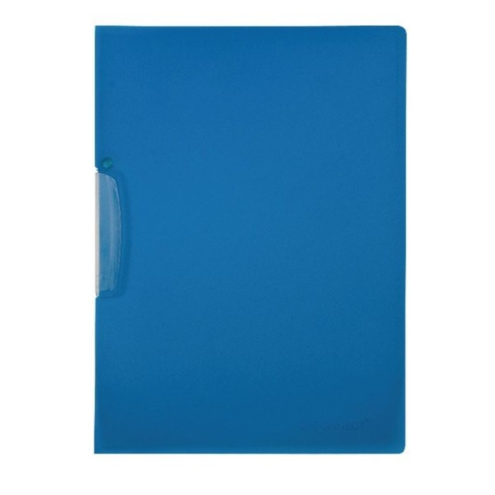 Dosar din plastic cu clema pivotanta, Q-Connect - albastru transparent