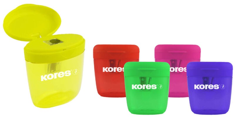 Ascutitoare Kores cu container, simpla, diverse culori