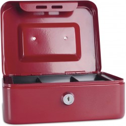 Caseta (cutie) metalica pentru bani, 200 x 160 x 90 mm, DONAU - rosu