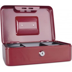 Caseta (cutie) metalica pentru bani, 250 x 180 x 90 mm, DONAU - rosu