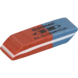 Radiera cauciuc pentru creion/cerneala, 40x14x8mm DONAU - rosu/albastru