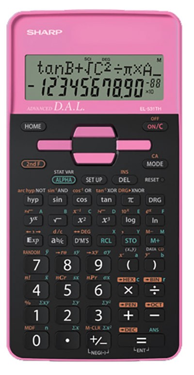 Calculator stiintific, 10 digits, 273 functii, 161x80x15mm, dual power, SHARP EL-531THBGR-negru/roz