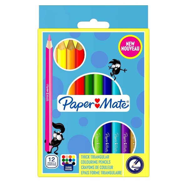 Set 12 creioane colorate Papermate Jumbo