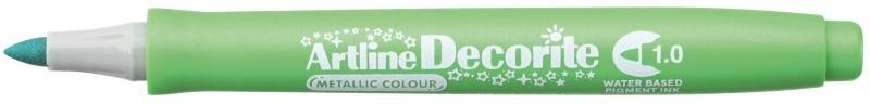 Marker ARTLINE Decorite, varf rotund 1.0mm - verde metalizat