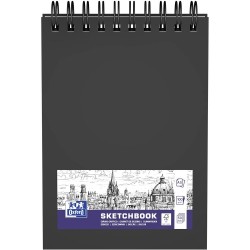 Caiet pentru schite A5, OXFORD Sketchbook, 96 file-100g/mp, coperta carton rigida - negru