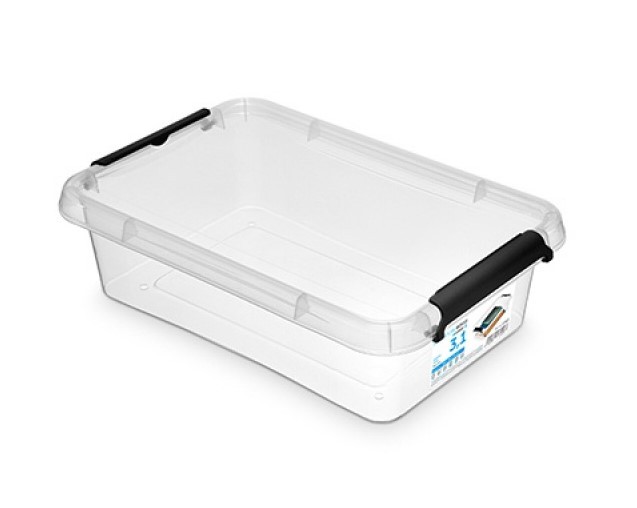 Container plastic cu capac, transparent, ORPLAST Simple box - capacitate 3.1L