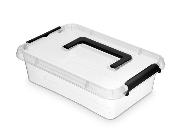 Container plastic cu capac, transparent, ORPLAST Simple box - capacitate 3.1L - cu maner