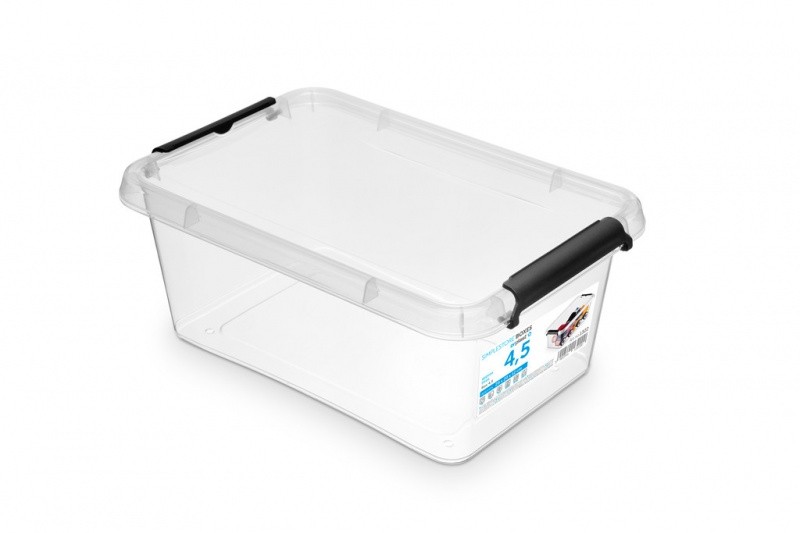 Container plastic cu capac, transparent, ORPLAST Simple box - capacitate 4.5L