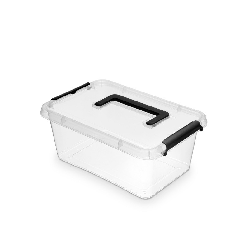Container plastic cu capac, transparent, ORPLAST Simple box - capacitate 4.5L - cu maner