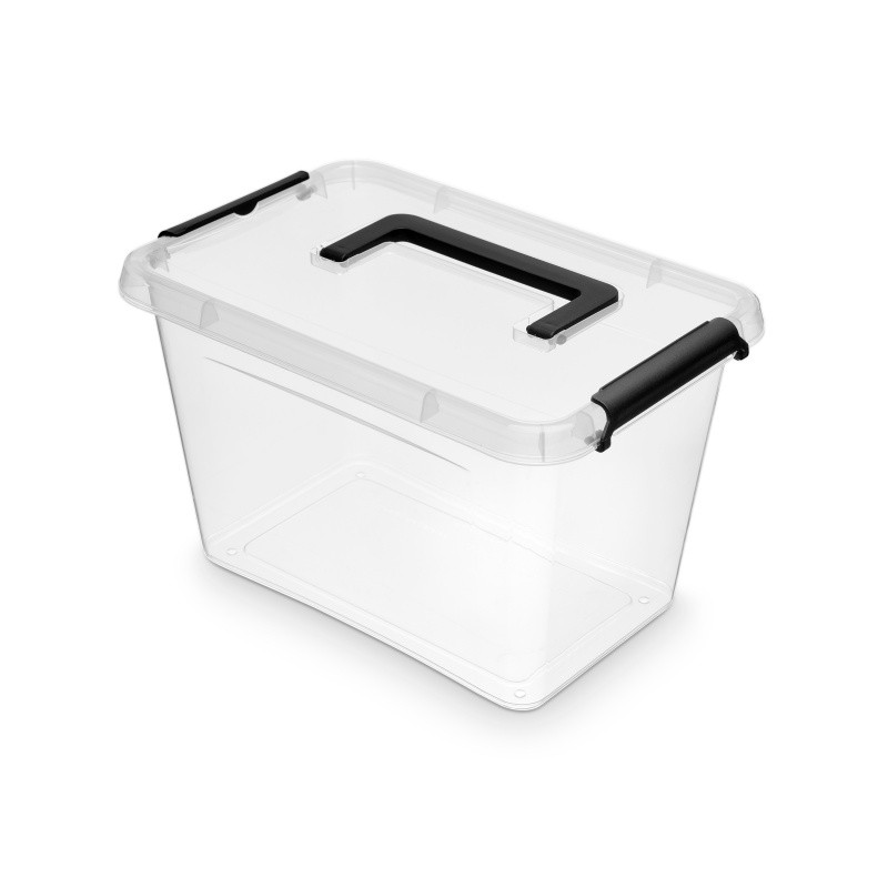 Container plastic cu capac, transparent, ORPLAST Simple box - capacitate 6.5L - cu maner