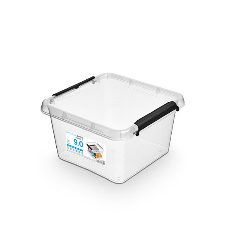 Container plastic cu capac, transparent, ORPLAST Simple Box - capacitate 9L