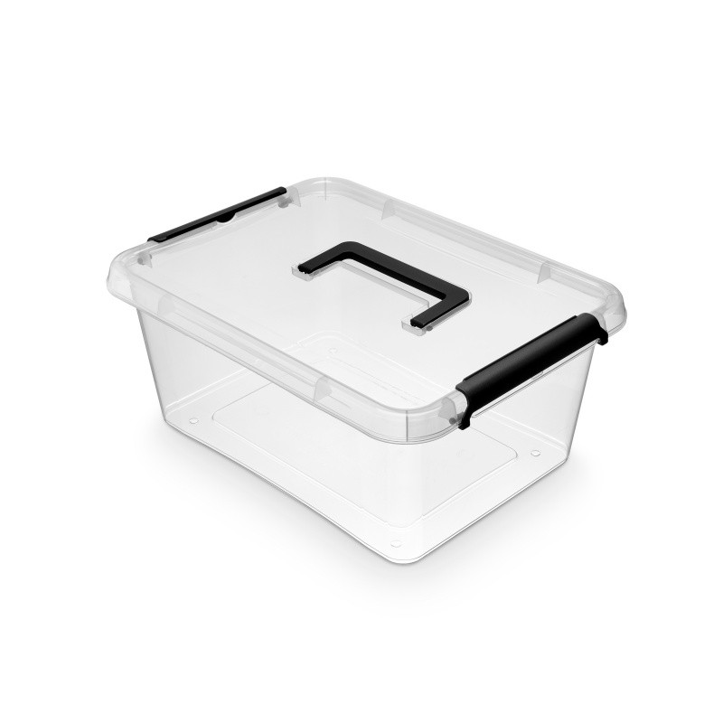 Container plastic cu capac, transparent, ORPLAST Simple box - capacitate 12.5L - cu maner