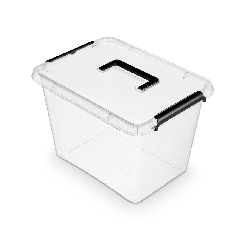 Container plastic cu capac, transparent, ORPLAST Simple box - capacitate 19L - cu maner