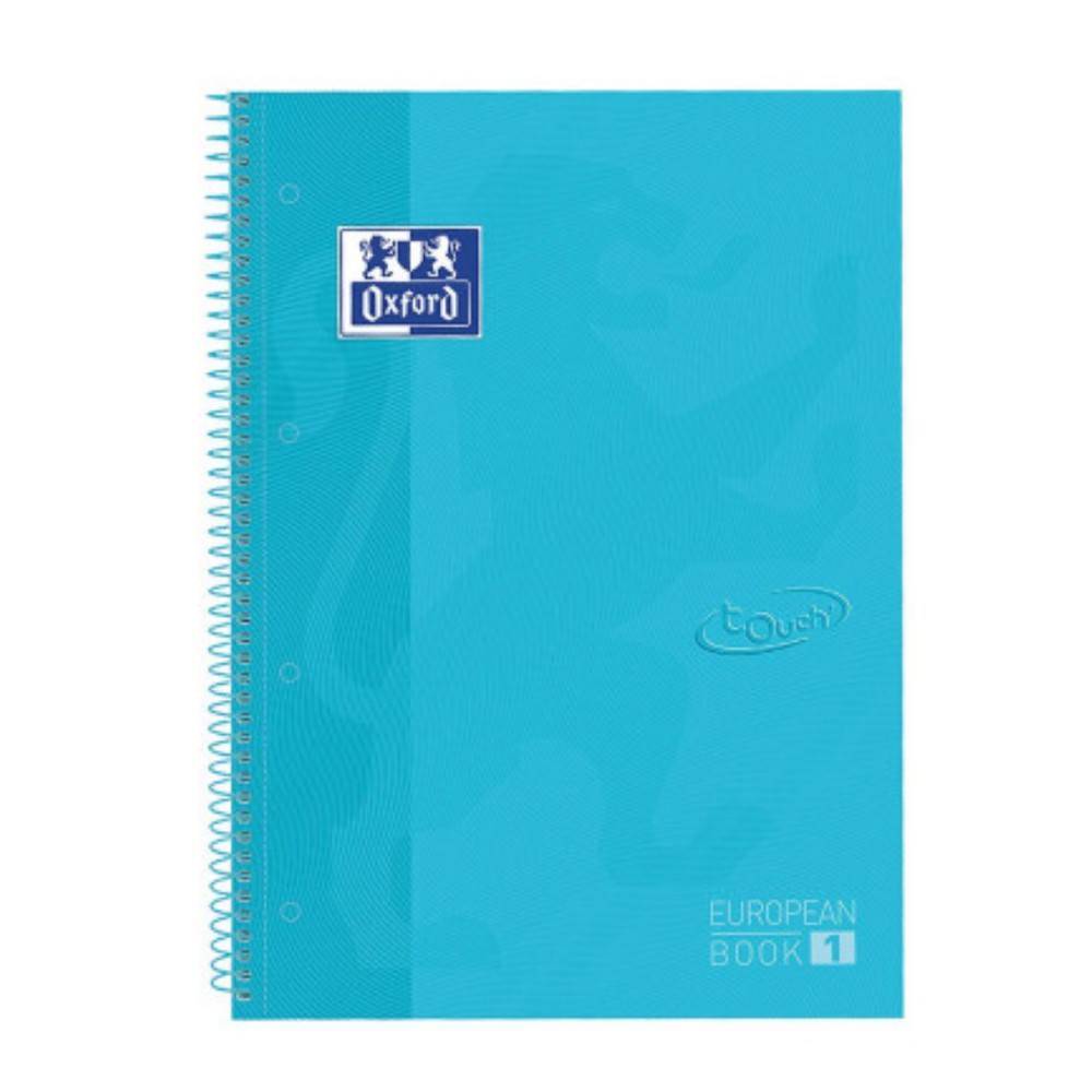 Caiet cu spirala, OXFORD Europeanbook 1, A4+, 80 file-90g/mp, hardcover bleu pastel, Scribzee-dictando