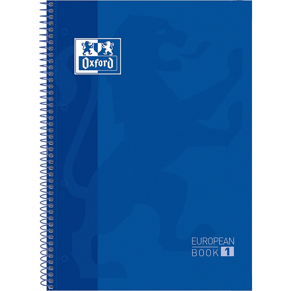 Caiet cu spirala, OXFORD Europeanbook 1, A4+, 80 file-90g/mp, hardcover bleumarin, Scribzee-dictando