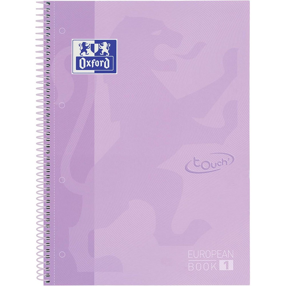 Caiet cu spirala, OXFORD Europeanbook 1, A4+, 80 file-90g/mp, hardcover mov pastel, Scribzee-dictando