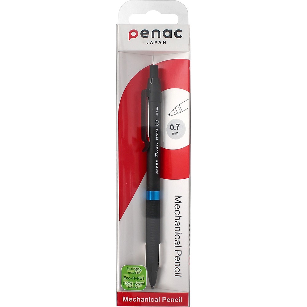 Creion mecanic profesional PENAC Protti PRD-107, 0.7mm, corp metalic, varf retractabil, negru/bleu, in blister