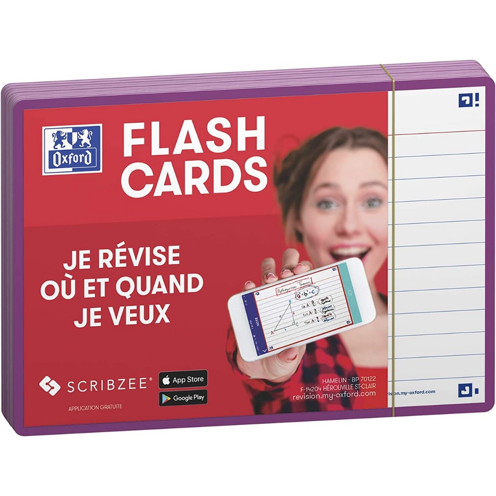 OXFORD Flash Cards 2.0, 80 flash cards/set, A6(105 x 148mm), Scribzee-dict-margine mov deschis