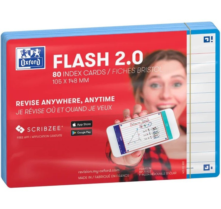 OXFORD Flash Cards 2.0, 80 flash cards/set, A6(105 x 148mm), Scribzee-dict-margine turcoaz
