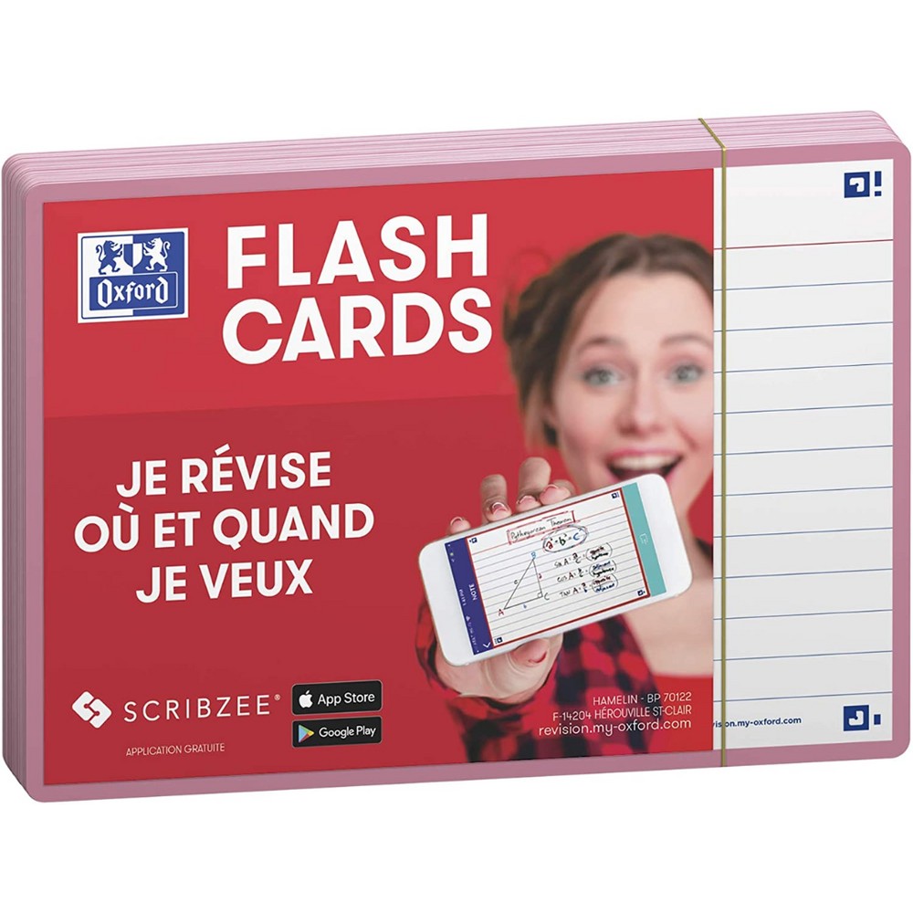 OXFORD Flash Cards 2.0, 80 flash cards/set, A6(105 x 148mm), Scribzee-dict-margine roz
