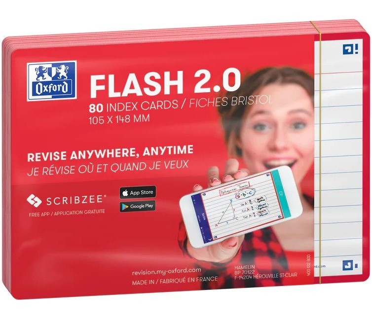 OXFORD Flash Cards 2.0, 80 flash cards/set, A6(105 x 148mm), Scribzee-dict-margine rosie