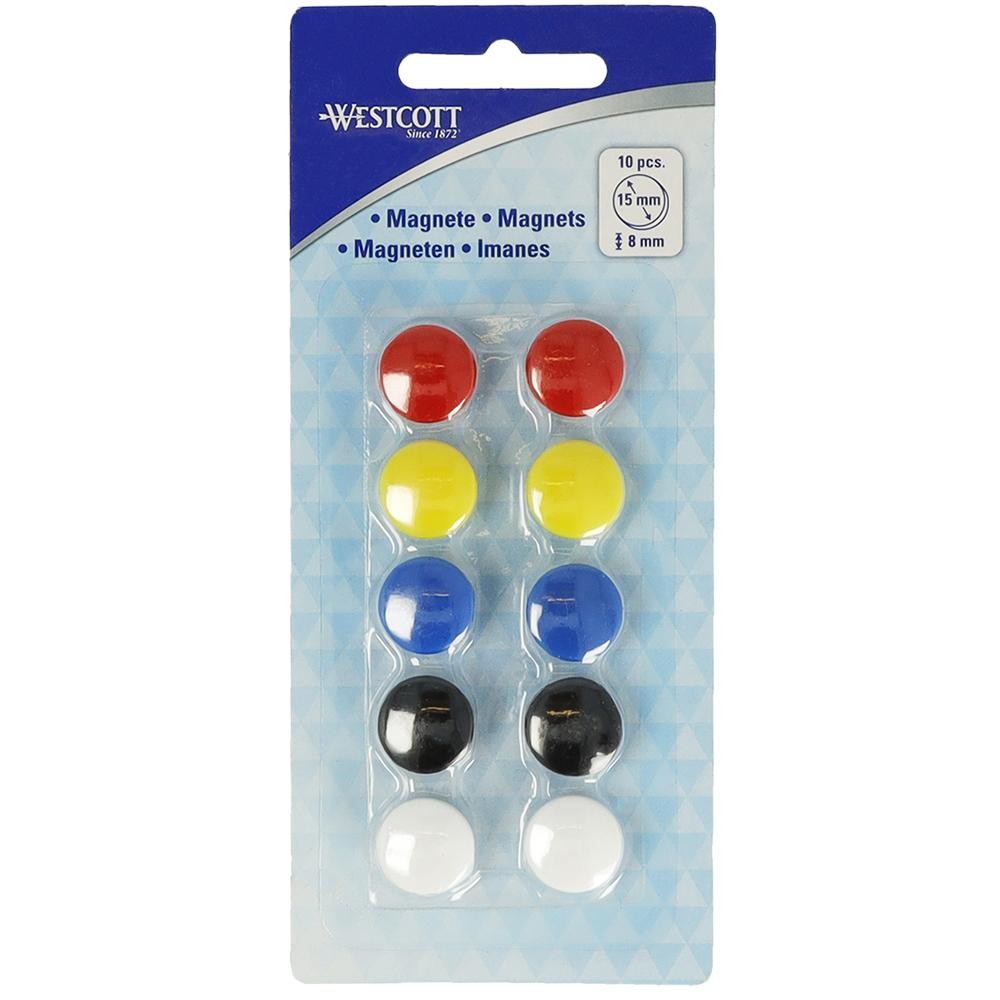Set 10 magneti Westcott, d15 mm, diverse culori, sustin 3/4 coli